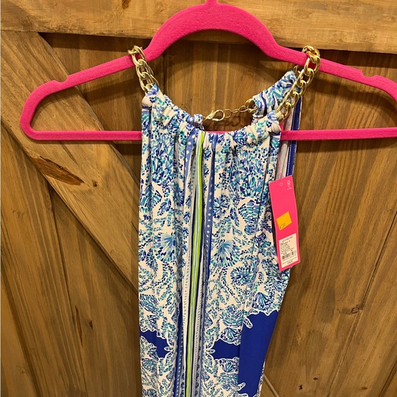 Lilly Pulitzer NWT XS Bingham Midi Dress Turquoise Oasis Shell Me You Love Me - Picture 3 of 5